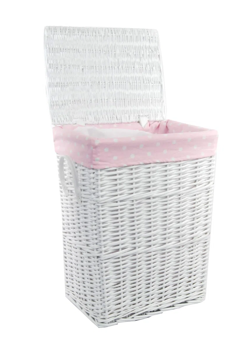VWWK-22WRt-b - Cesto portabiancheria in vimini, rettangolare, con coperchio, 40 x 30 x 55 cm, colore: Bianco