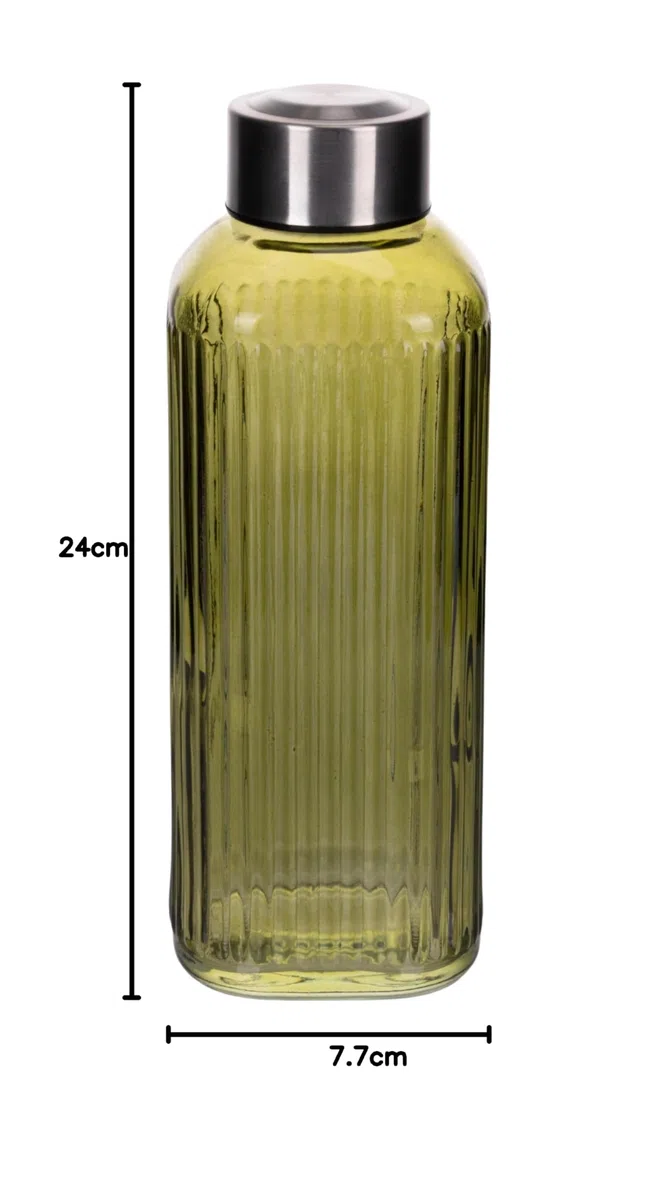 Set 3 Bottiglia acqua 1l in vetro, tappo in plastica PP e acciaio inox, Cedro Pedro