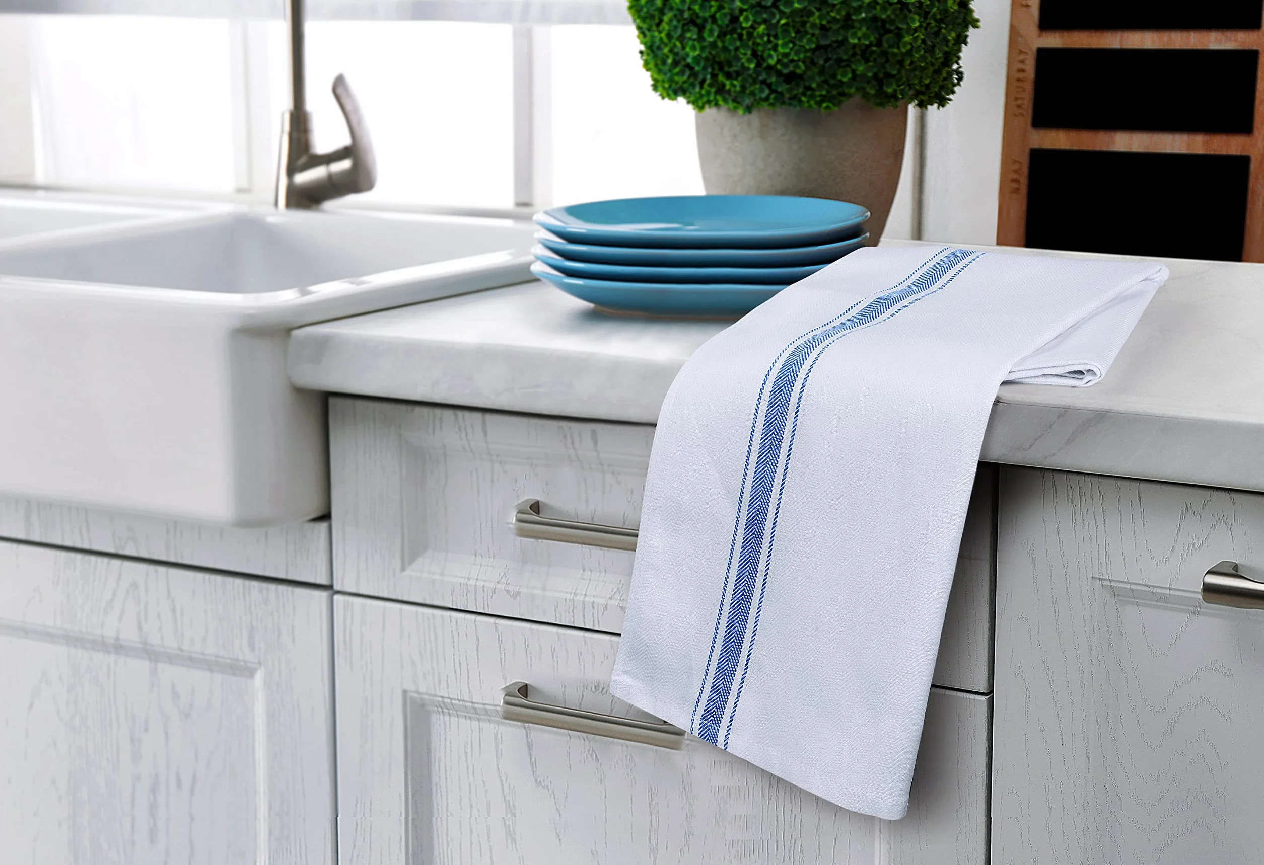 Utopia Towels - 200 GSM Asciugapiatti, 38 x 64 CM, Asciugamani Da Cucina In Cotone, Set Di Asciugamani Da Bar e Da Tè Morbidi e Riutilizzabili (12 Confezioni, Blu)