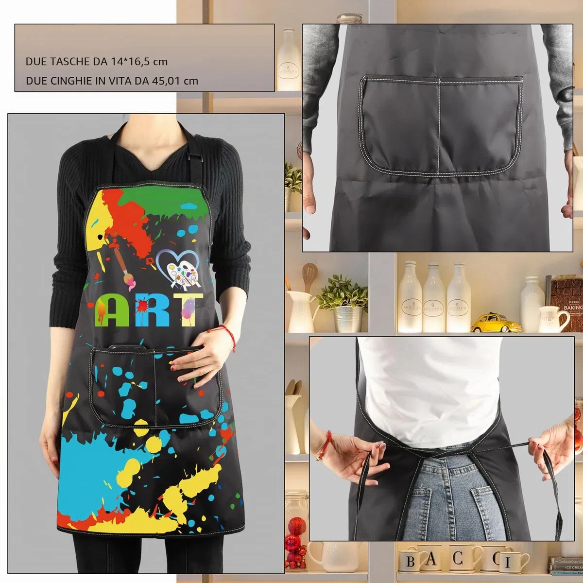 BNQL Grembiule da pittore con tasche per artisti pittori regali per amanti dell'arte regalo per insegnanti d'arte grembiule da pittore