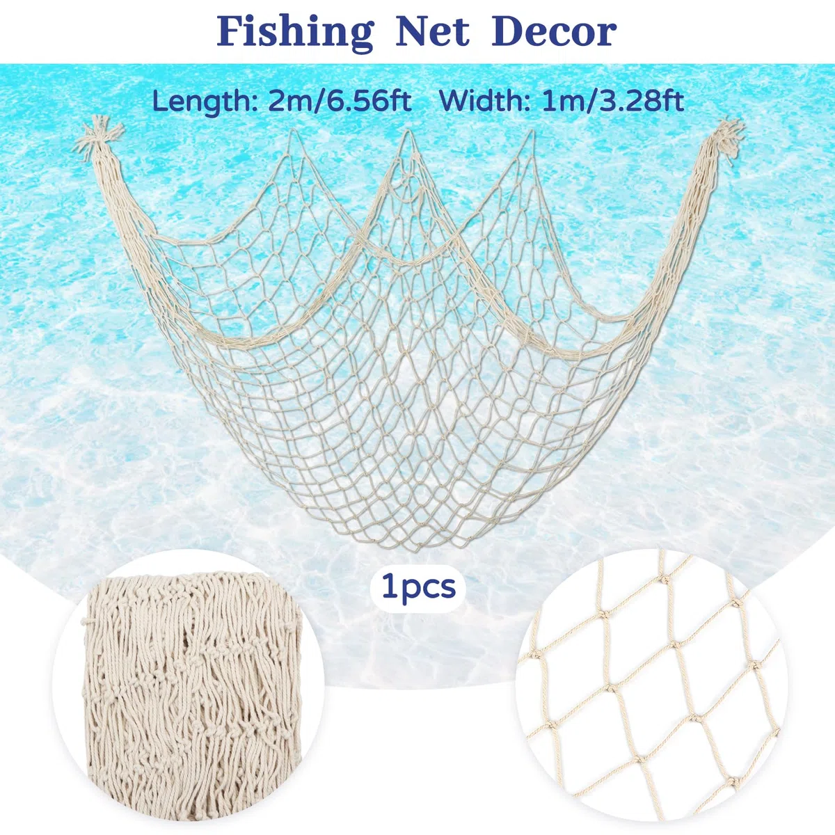 ZERODECO Rete da pesca decorativa con tenda antipioggia a conchiglie, rete decorativa da appendere, decorazione marittima