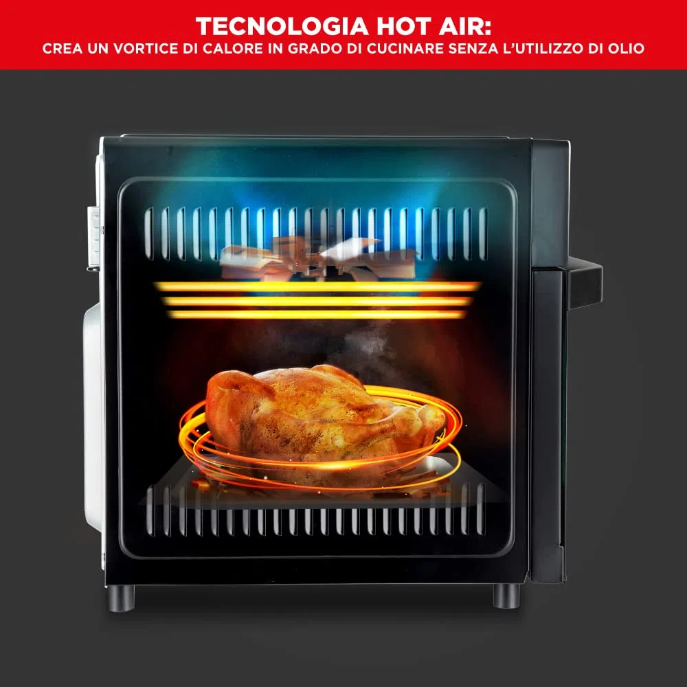 Forno Friggitrice Ad Aria Calda XXL Da 30 Litri Con Display Digitale Multifunzione, Sistema A Riscaldamento Rapido, 18 Programmi Di Cottura, Timer e Temperatura Regolabili 1800 W