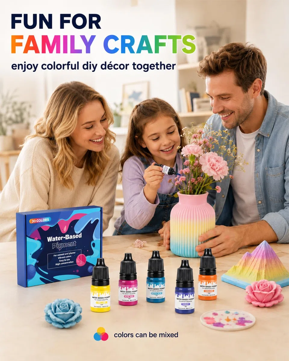 30 Colori Pigmenti a Base d'Acqua Altamente Concentrati per Gesso Ceramico, Stampi, Resina Epossidica, Cemento & Fai da Te
