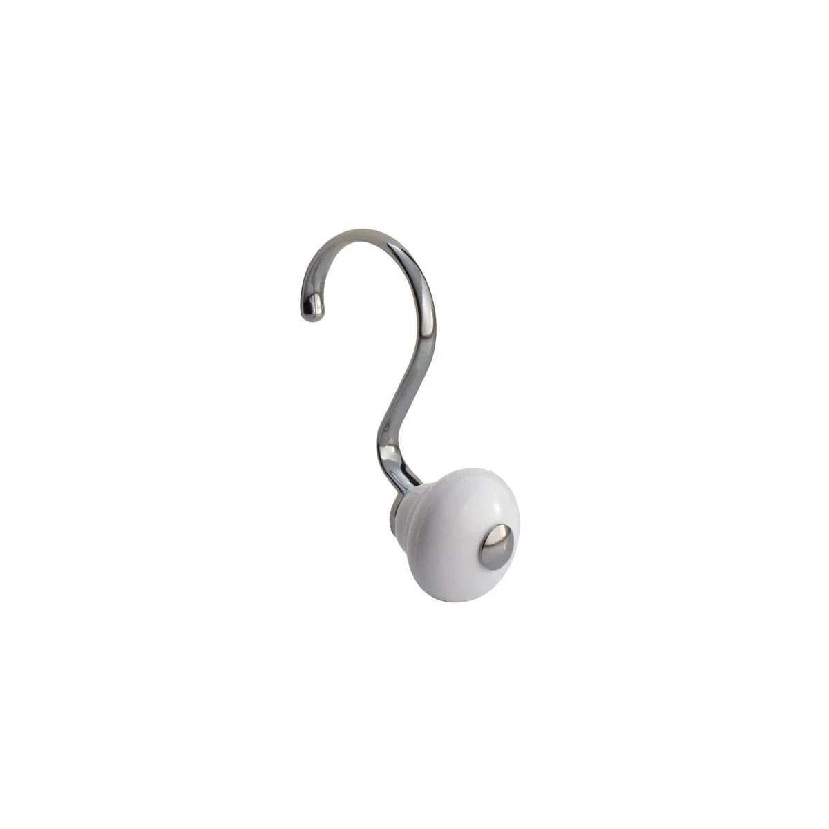 iDesign Ganci per tende, Ganci tenda doccia dal design moderno in metallo e plastica, Set da 12 reggitenda doccia, bianco e argento