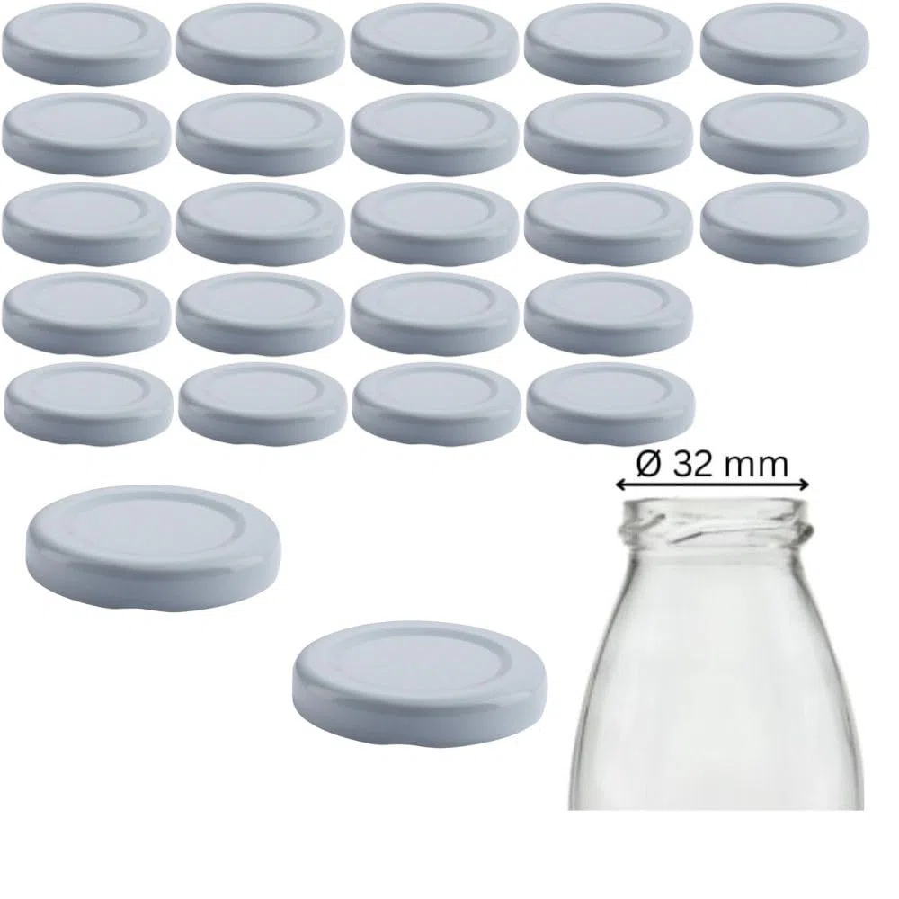 mikken 25 coperchi TO43 4,5 cm per bottiglie di vetro Twist-Off tappo a vite per bottiglie di latte e succhi di frutta, colore bianco