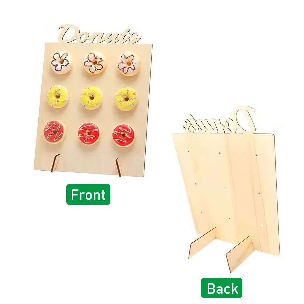 Espositore per Ciambelle in Legno 2 pcs Elegante Donut Display per Dolci e Ciambelle Porta Donuts per Matrimoni Compleanni Feste Decorazioni per Pasticceria (vuoto fuori)