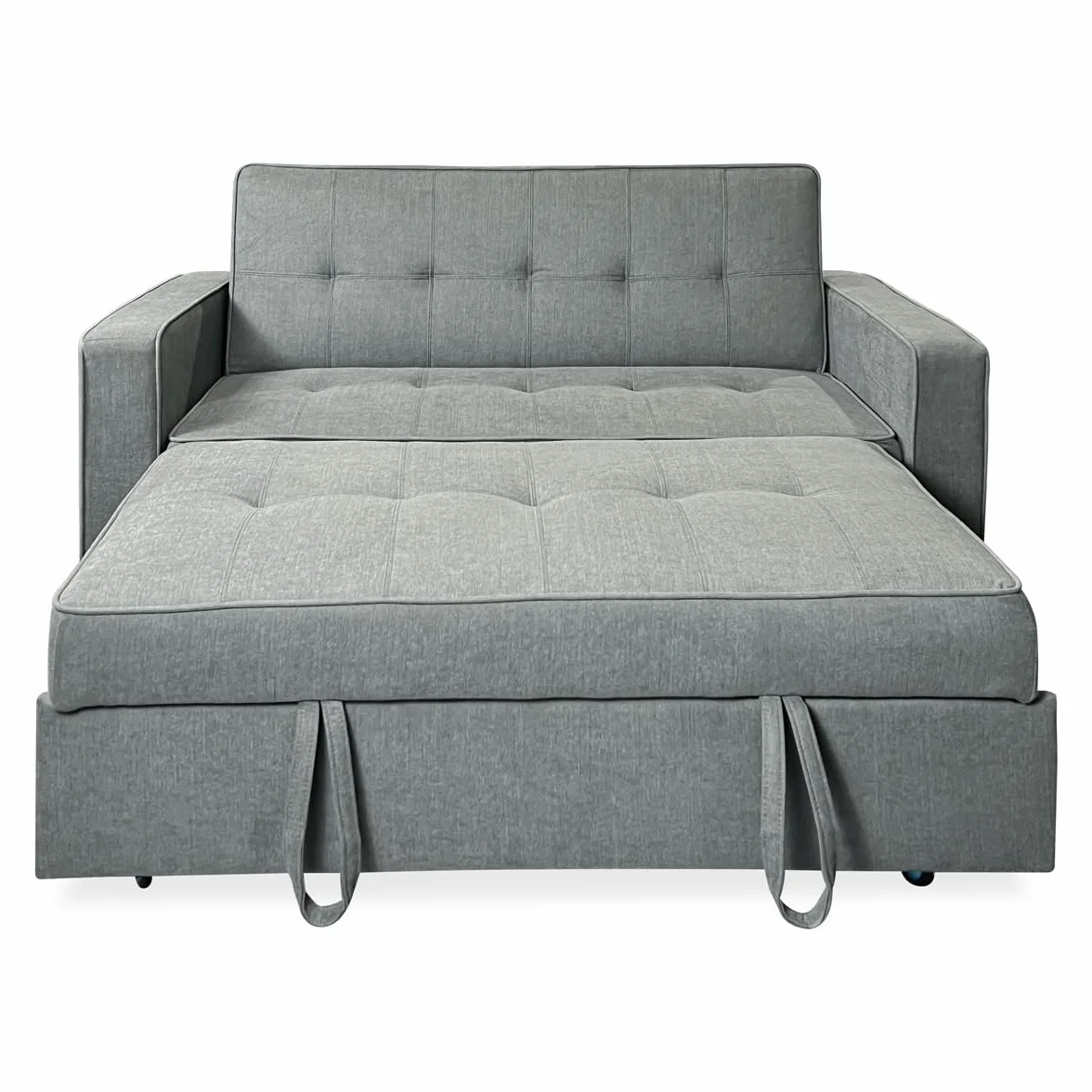Somnia Descanso - Divano letto a 2 posti modello Volga, design moderno ed elegante | pratico e funzionale, con braccioli, grigio