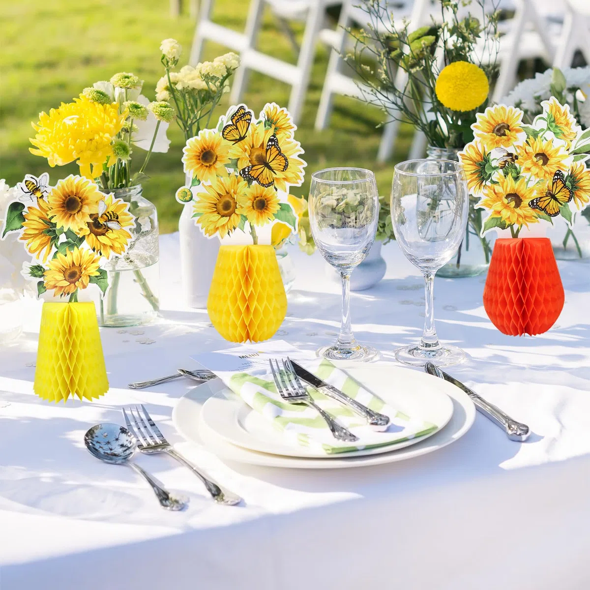 SJUNJIE 11 Pezzi Decorazioni a Forma di Palla a Nido D'ape con Girasoli Gelb Birthday Decorations Api Decorative Addobbi per Feste a Tema Girasole Compleanni