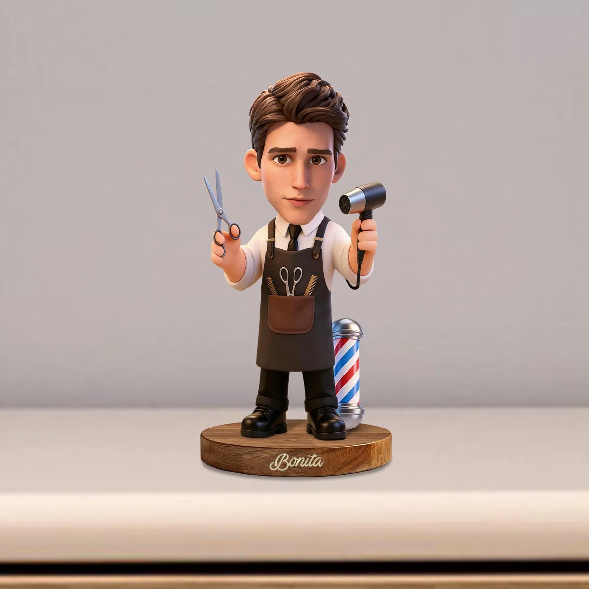Figurine personalizzate con ritratti cartoon e soprammobili da scrivania,Statuette personalizzate in acrilico con foto per Barbiere,Regali decorativi per uomini, papà, fidanzati, mariti