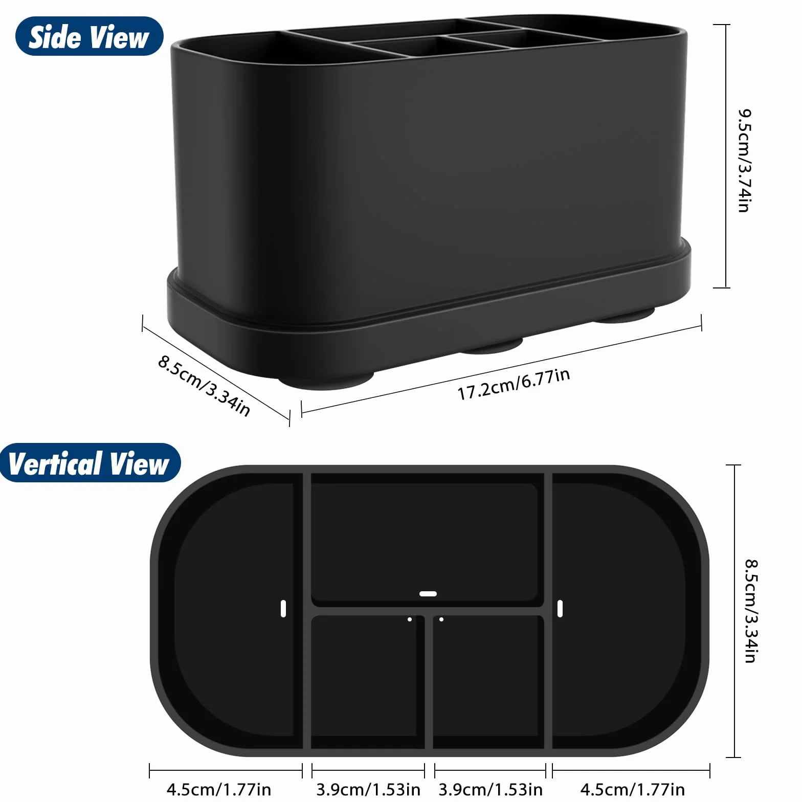 Porta Spazzolini Bagno, Impermeabile con Ventosa Rimovibile per Fissare a Piacimento la Parete del Piano di Lavoro, Dentifricio Multifunzionale in Silicone Organizer, Nero