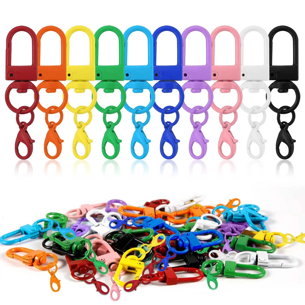 Anelli per Portachiavi Fai Da Te,100 Pezzi Moschettoni Piccoli,Anelli Portachiavi per Chiavi,Accessori Fai da Te,Artigianato