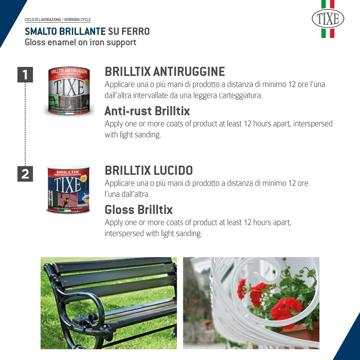 TIXE Smalto a Solvente Brilltix | Vernice a Solvente con Finitura Lucida e Brillante, Uniforme e Compatta, Alta Resistenza | 500 ml | Nero Lucido | Made in Italy (104.513)