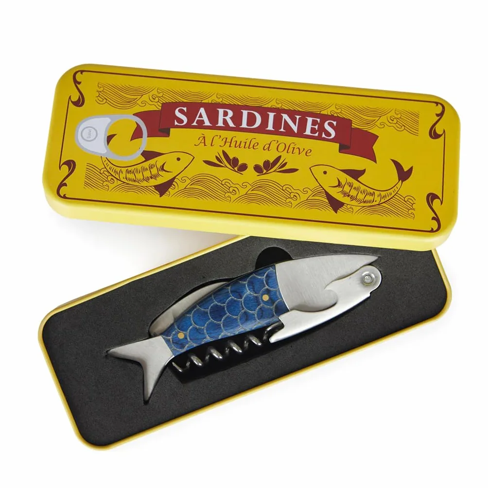 Balvi Cavatappi Conserverie Sardines Colore Blu Cavatappi con Scatola Metallica Latta