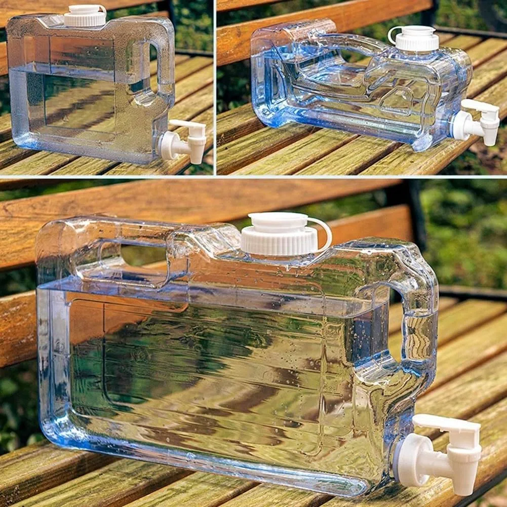 Contenitore salvaspazio per la conservazione dell'acqua con rubinetto 3-7,5L trasparente blu dispenser per bevande per frigorifero casa cucina organizzazione (4L)