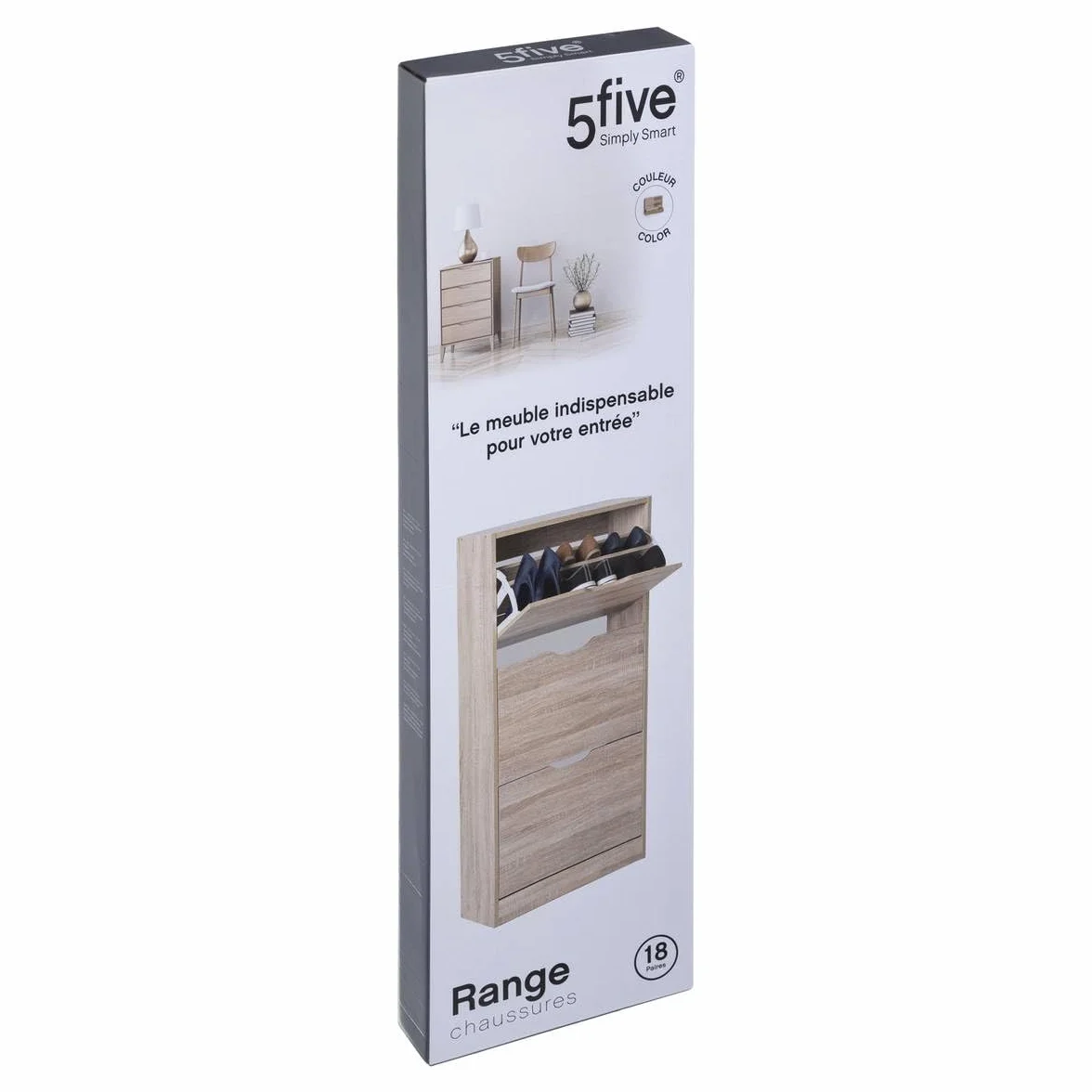 5five - scarpiera a 3 cassetti con effetto rovere naturale