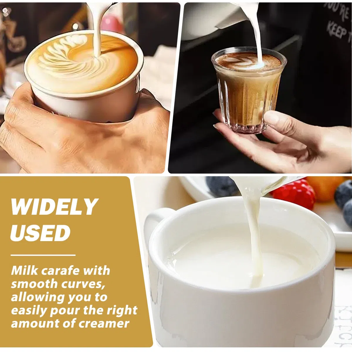 6 bricco per latte in acciaio inox, 90 ml, mini brocca per latte da 3 oz, piccolo brocca per caffè e cappuccino, latte