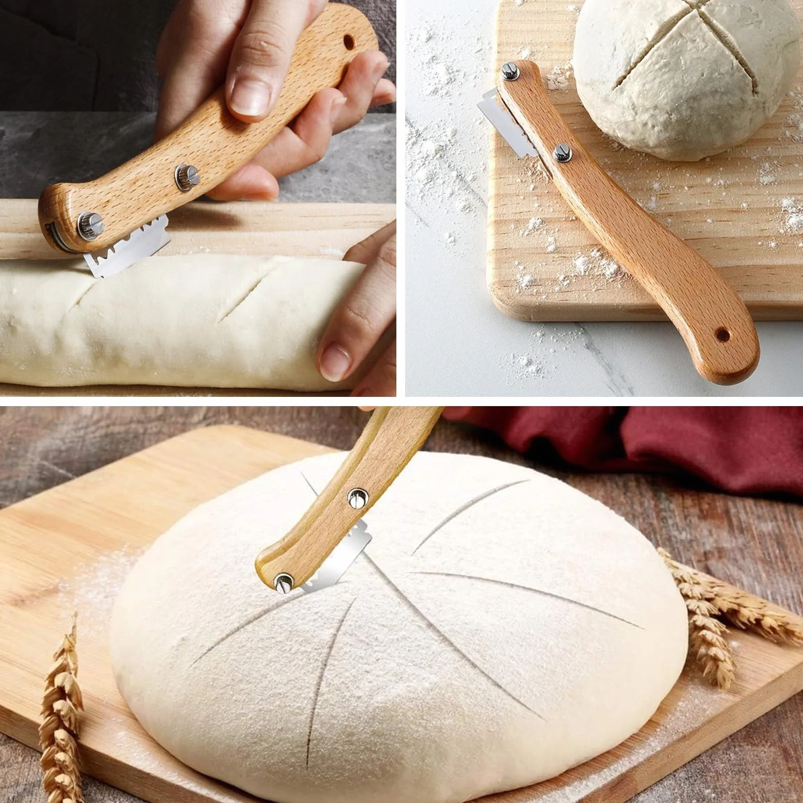 Taglierino per Pane, Lama per Incidere Pane, con 5 Lame in Acciaio Inossidabile