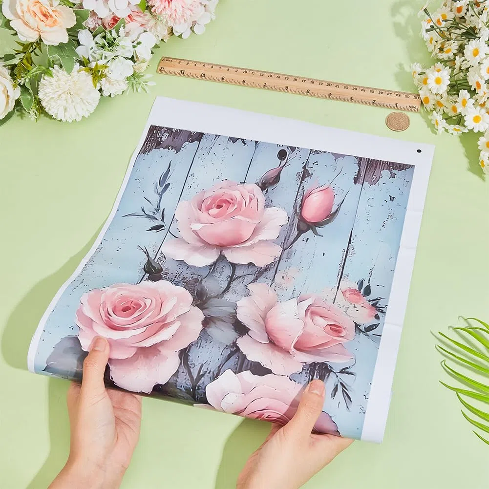 GORGECRAFT Adesivo per Pattumiera Rosa da 70x30.3cm Grande Impermeabile Autoadesivo Motivo Floreale per La Casa Il Giardino Il Frigorifero L'Esterno L'Interno Il Contenitore della Spazzatura