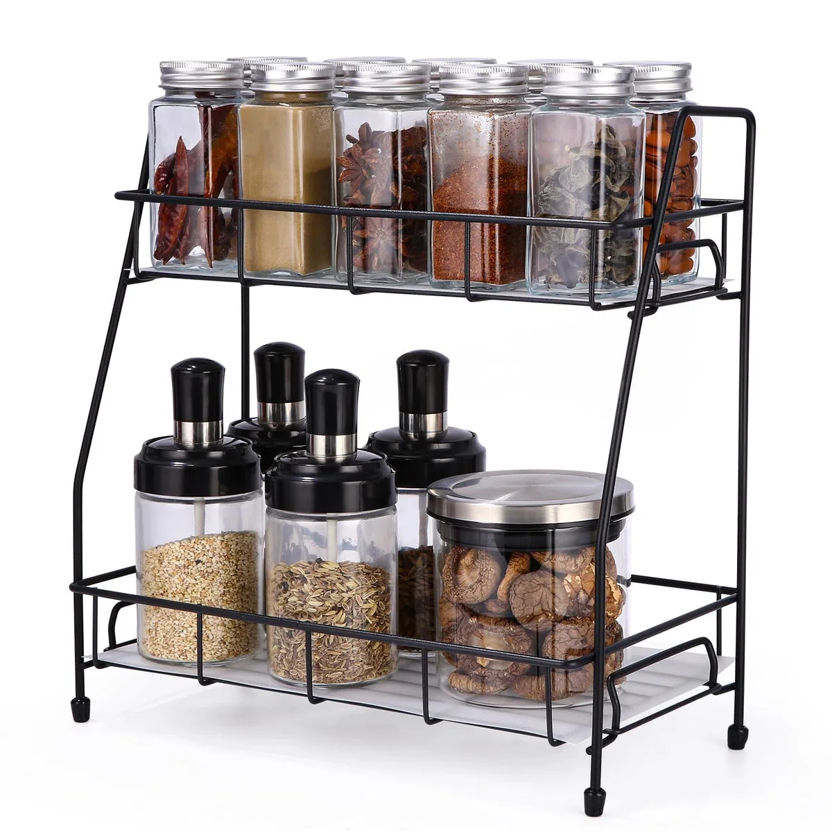 Porta Spezie per Cucina, Organizer Cucina in Metallo, Porta Spezie Salvaspazio, Alzatina Spezie Moderna, Ripiani Pratici Salvaspazio per Oggetti e Bagno, Portaspezie Ideale per Spazi Ridotti