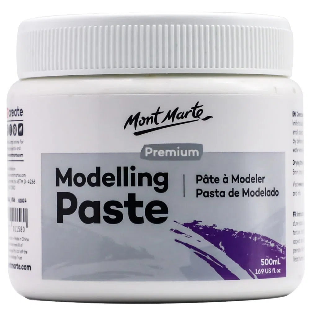 Mont Marte Pasta Modellante 500ml – Bianco – Ideale per Effetti 3D – Adatto per pittura Acrilica e Pittura a Olio – Pasta Volume 3D su Tela