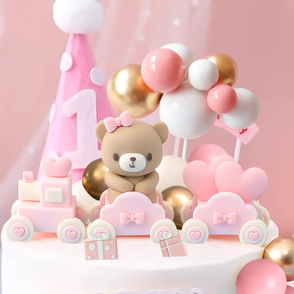 Nizirioo Decorazione per Torta Fai da Te Rosa - per Bambini, Compleanno, Matrimonio, Baby Shower