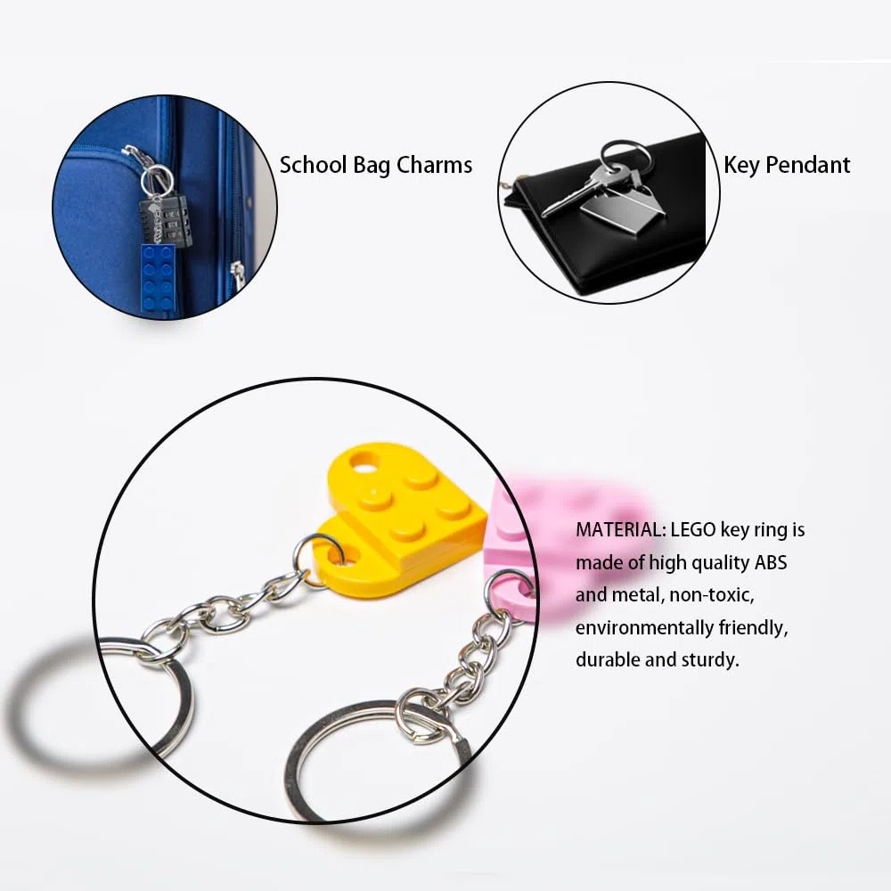 Portachiavi Mattoncini Leg 20 Pezzi Brick Keychain Heart Keyring Brick Cuore Portachiavi Blocchi Costruzione per Feste Compleanno per Bambini Premi per Bambini Articoli per Feste