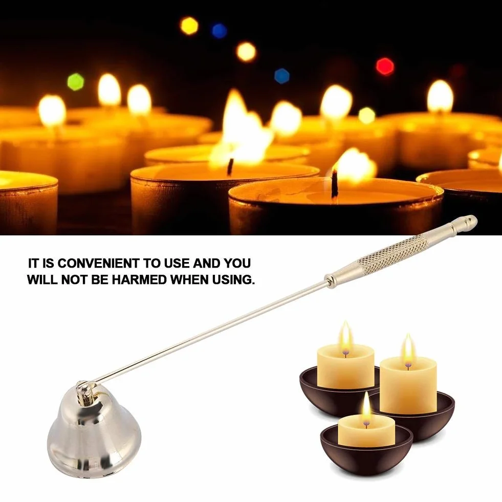 MAGT Spegni Candela, Estintore per Candele in Acciaio Inossidabile Stoppino Trimmer a Forma di Campana Snuffer Wick Trimmer per Spegnere Casa (Oro)