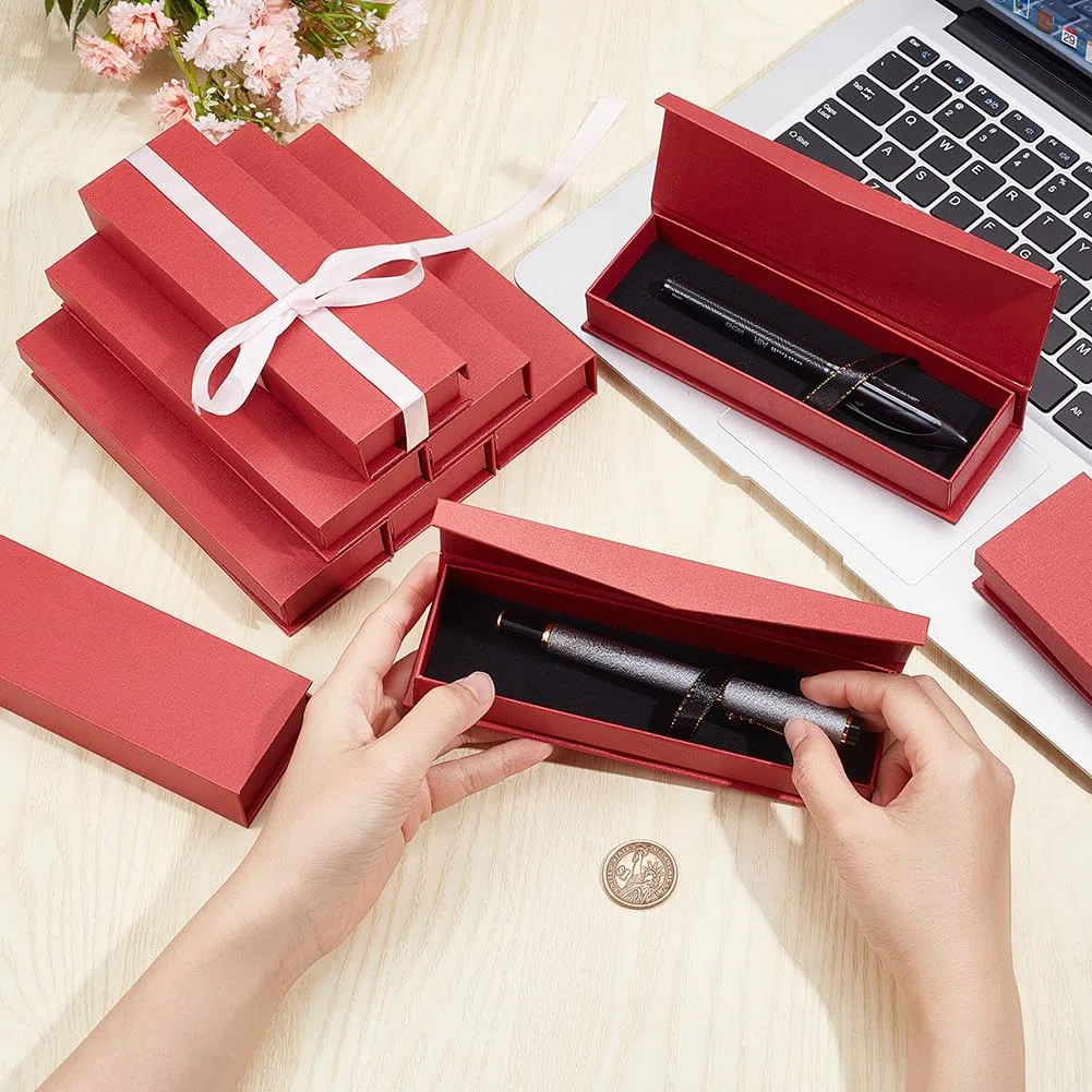 BENECREAT 10 confezione Regalo A Sfera Rosso Scuro con Chiusura Magnetica, Collana Lunga Astuccio In Cartone per Orologi, Penne, Collane, Bracciali, 17x5.25x2.45cm