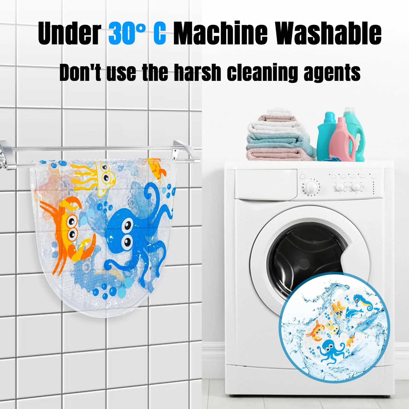Tappetino Antiscivolo per Vasca da Bagno, Senza BPA Tappetino Doccia Antiscivolo Resistente 71 x 38 cm (Polpo)