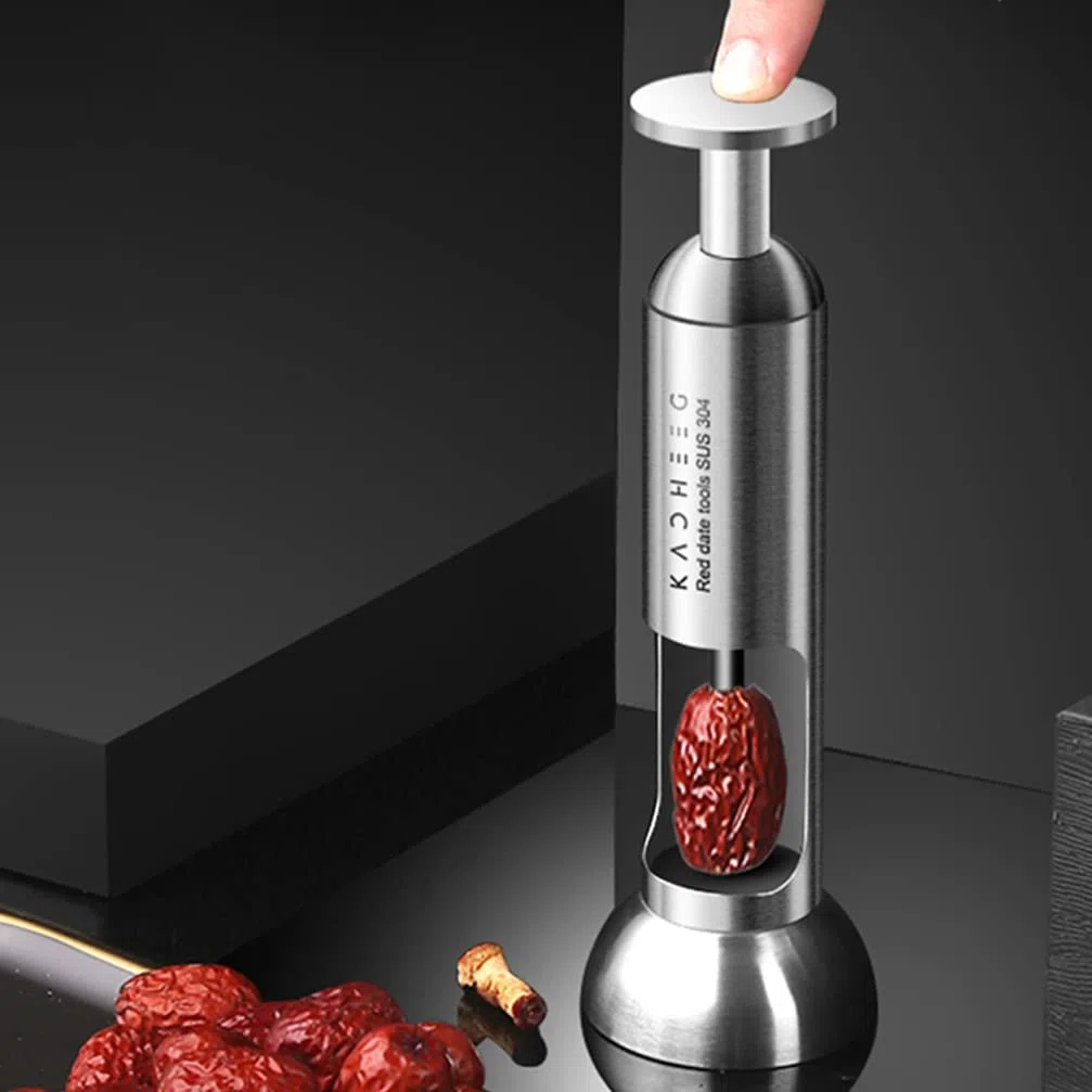 BESTonZON Snocciolatore per ciliegie, in acciaio inox, manuale, per rimuovere rapidamente le pietre di frutta, colore: argento