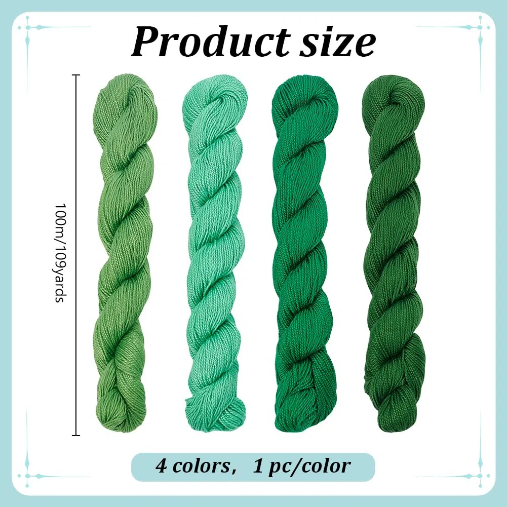 FREEBLOSS 4 matasse di filo Sashiko Sashiko, 100 m x 4 colori (verde), filo da ricamo in cotone giapponese, per trapuntatura e ricamo Sashiko, kit per cucito