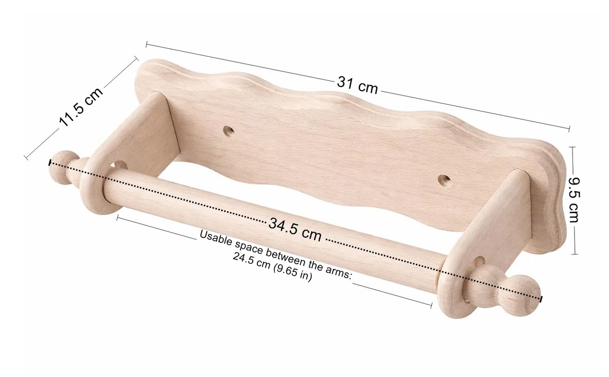 Wooden World Nuovo Cucina PORTAROTOLO FAGGIO Legno Muro Foglio Rotolo Asciugamano di Carta DISTRIBUTORE – Chiaro