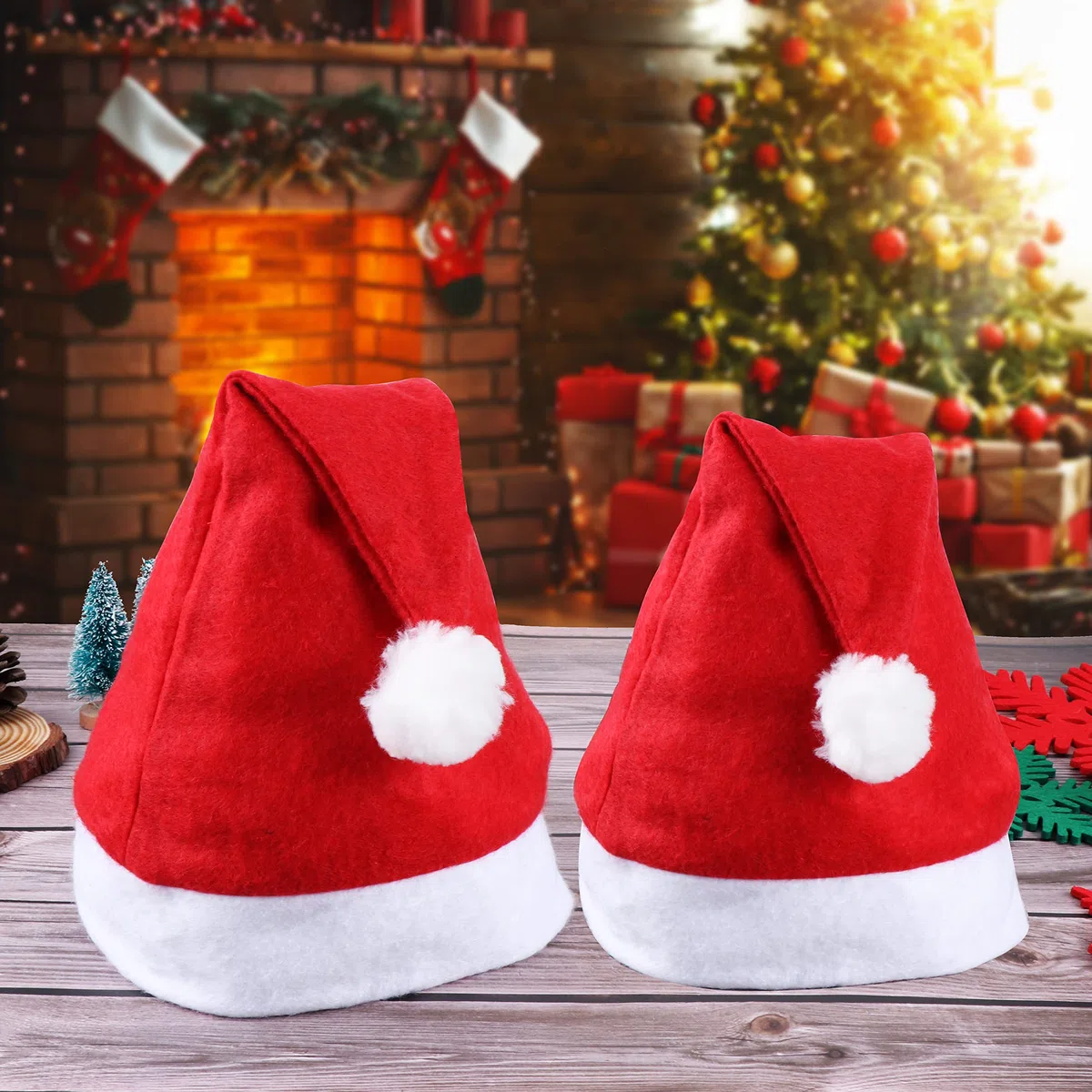 JSMTKJ 12 Cappelli di Babbo Natale, Cappello di Natale Unisex, Comodo da Indossare, 24 cm x 32 cm