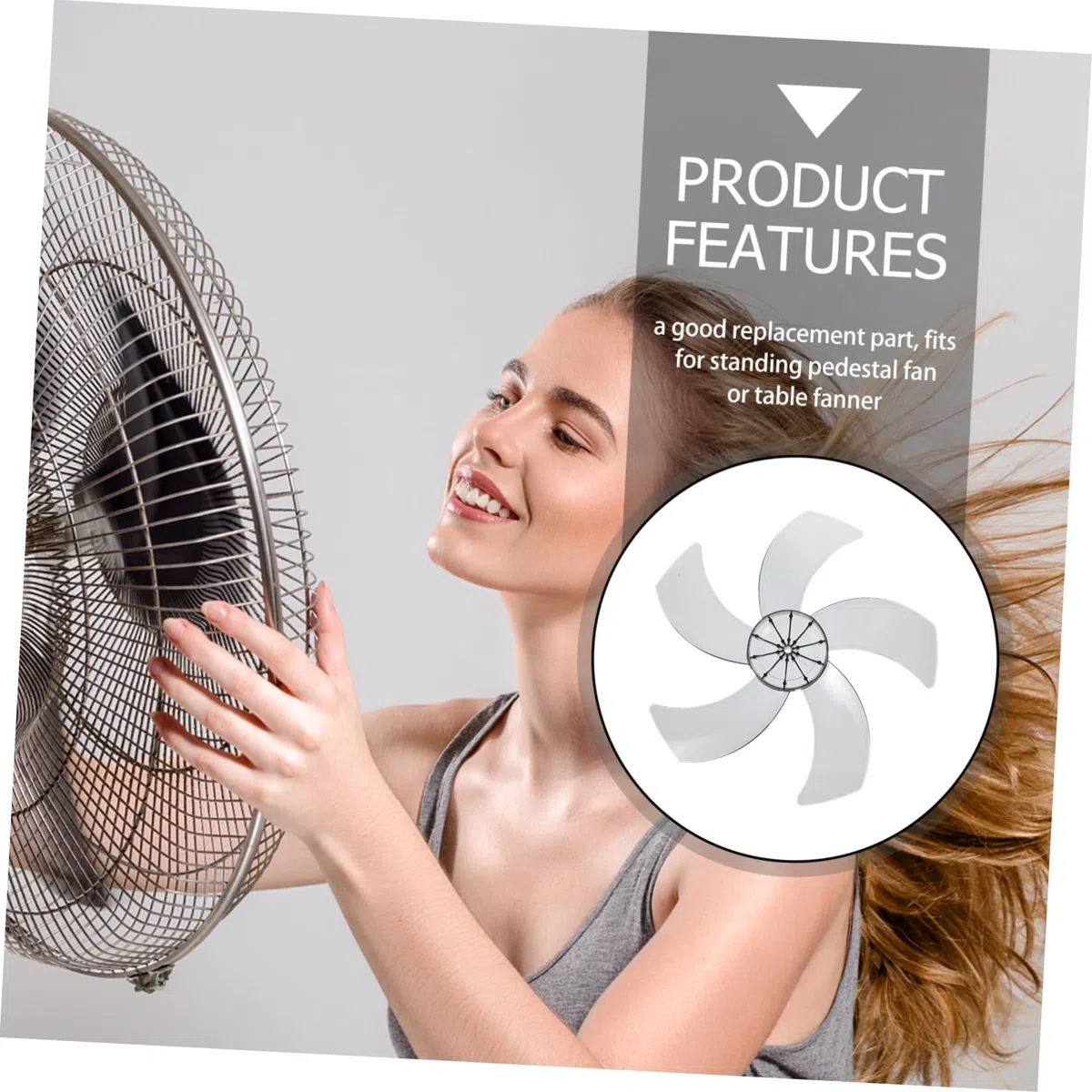 Pala di Ricambio Pratica e Facile da Montare per Ventilatore a 5 Foglie in Plastica, Compatibile Ventilatore da Tavolo e Piedistallo per Uso Domestico