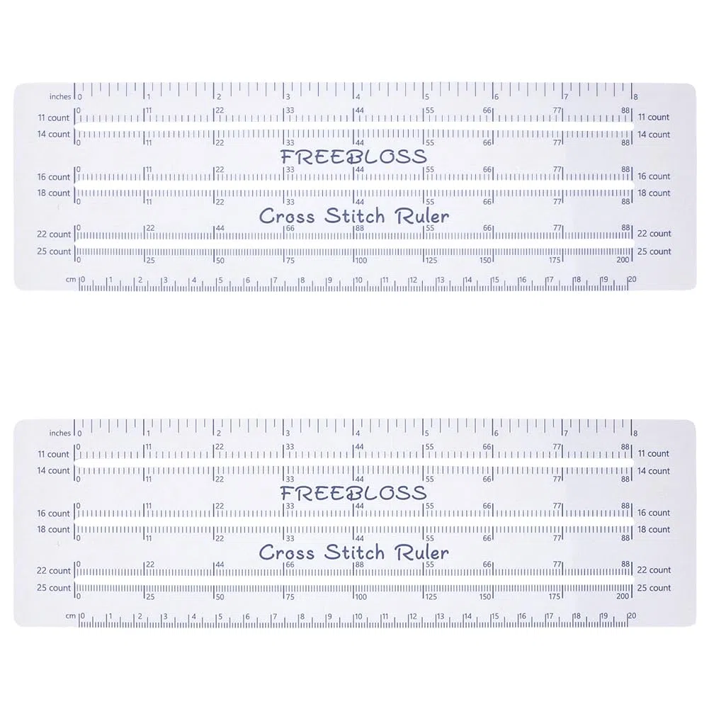 FREEBLOSS 2 righelli per punto croce, per punto croce, per 6 conteggi in tessuto, strumento di misurazione in plastica per contare i punti, 24,9 x 7,6 cm