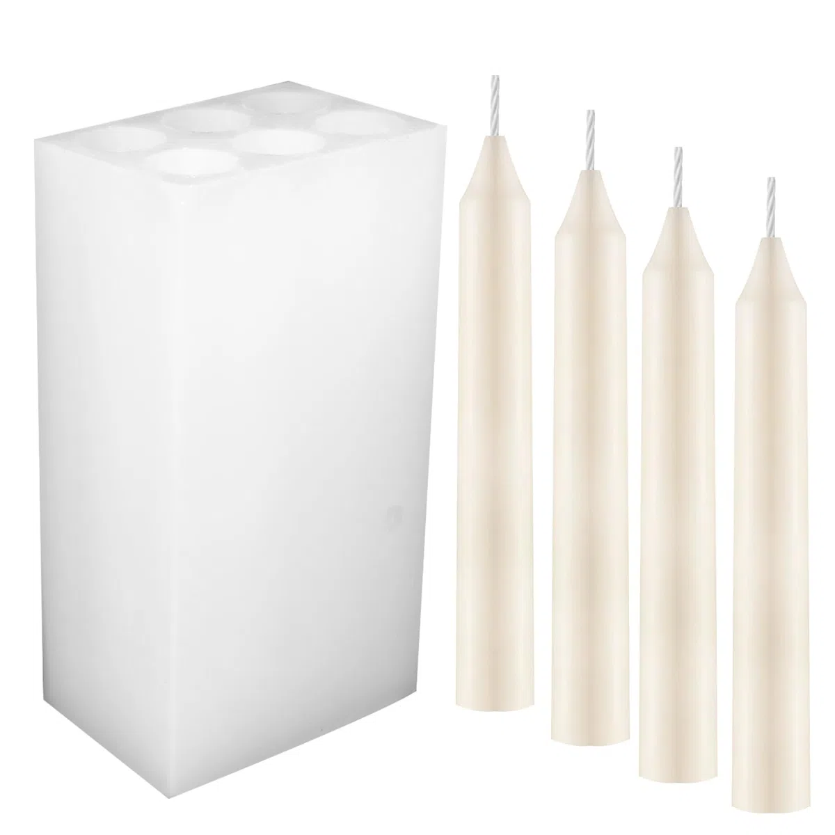 Stampi in silicone a cilindro lungo a 6 fori, stampo per fare candele a pilastro, stampo a cilindro lungo per candele di cera, fabbricazione artigianale fatta a mano