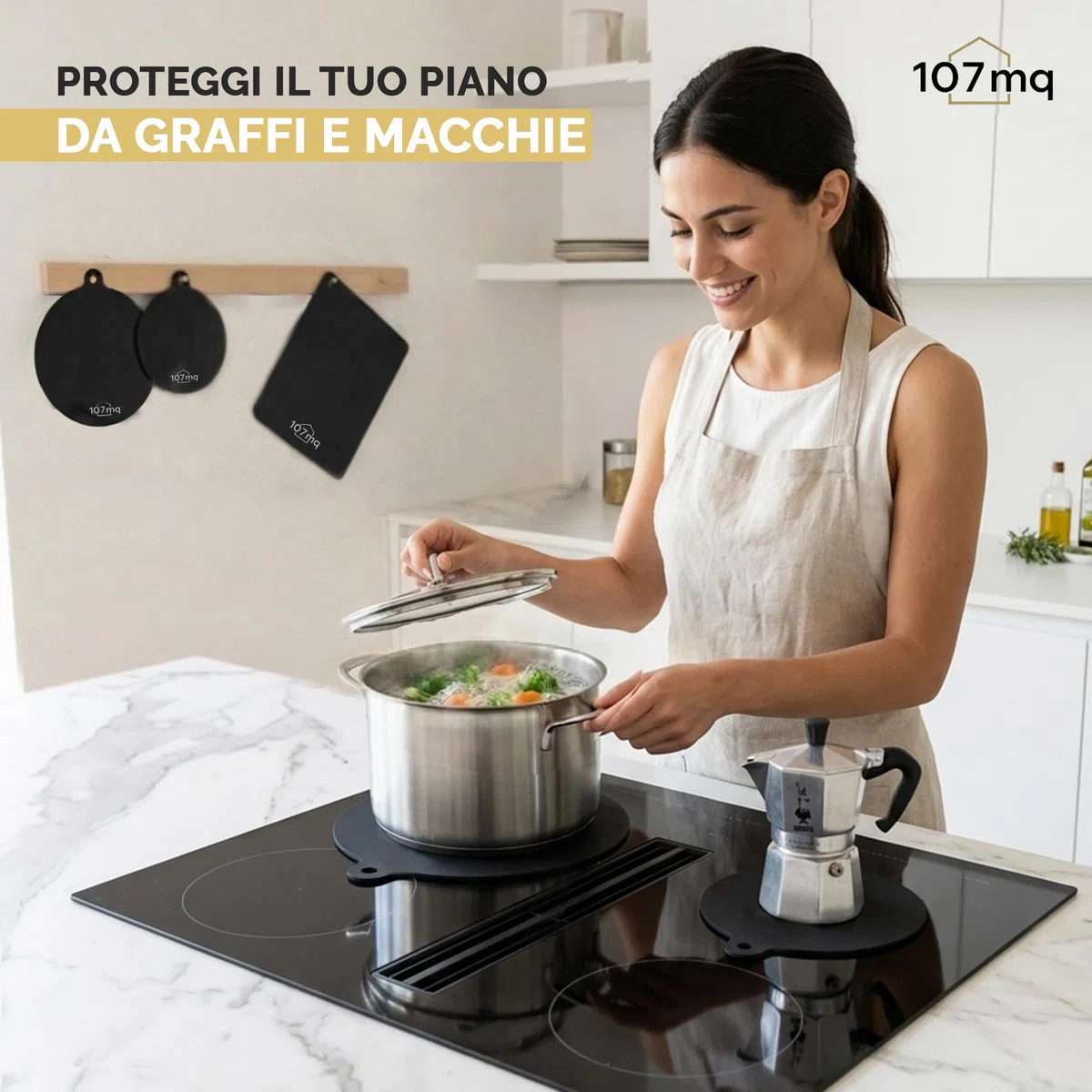 Protezione Piano Induzione Premium (6 PEZZI) | 6 Copri Piano Cottura Induzione Antigraffio, Antiscivolo, Resistenti ad Alte Temperature | Tappetini Facili da Pulire