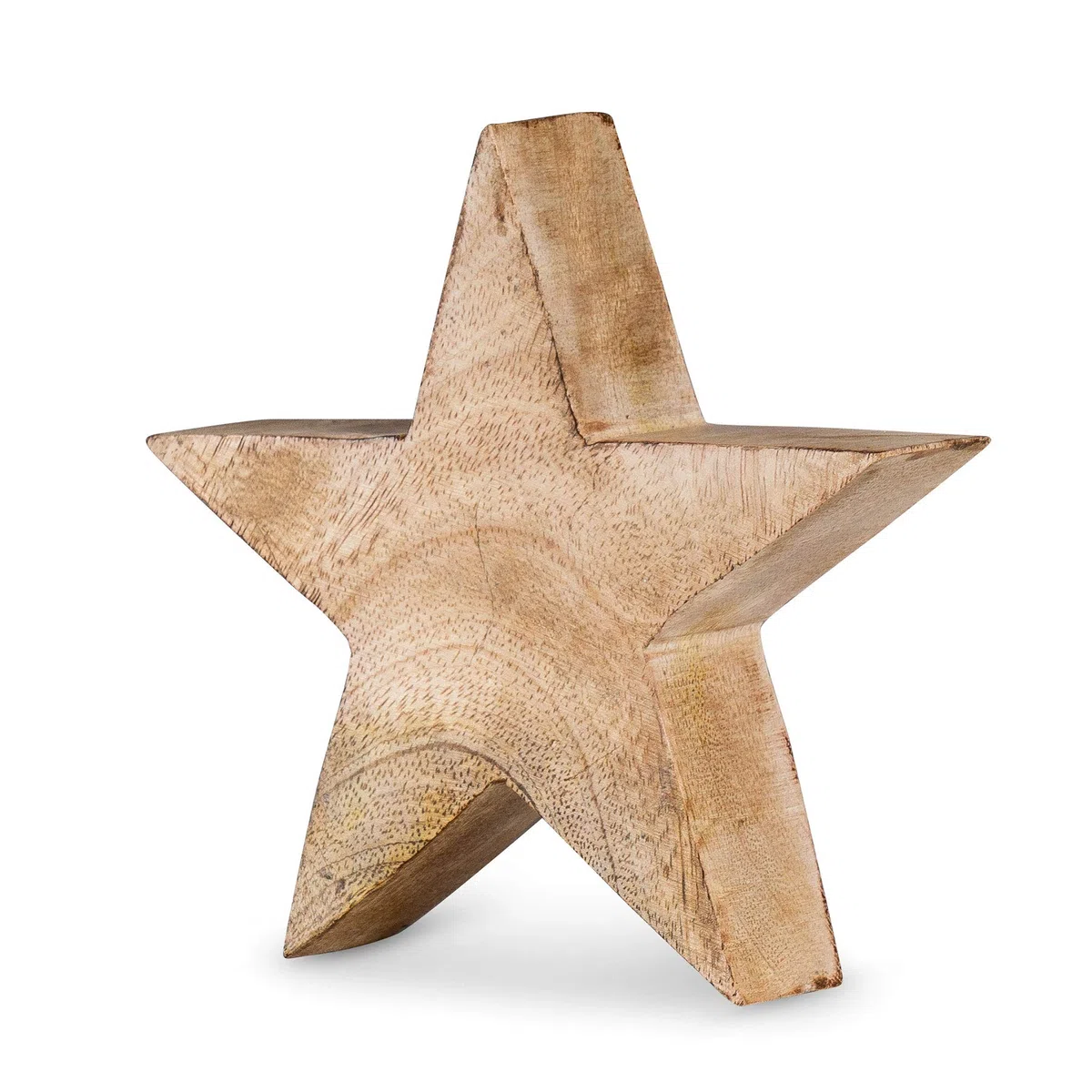 levandeo Stella in Legno Mango 20 cm Legno di Mango Marrone Naturale Decorazione da Tavolo Decorazione in Legno Pezzo Unico, in Legno di Mango, 14cm