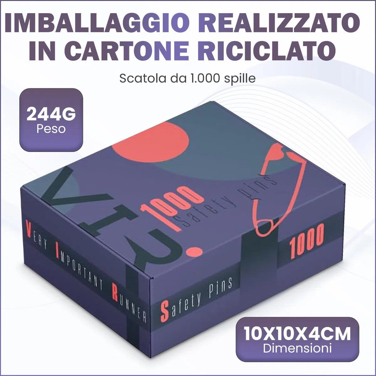 Scatola di Spille da Balia 26mm senza Nichel, per Dorsali, Ideale per Eventi di Running e Gare Sportive, Medie, per Organizzatori e Corridori (1000 spille di sicurezza)