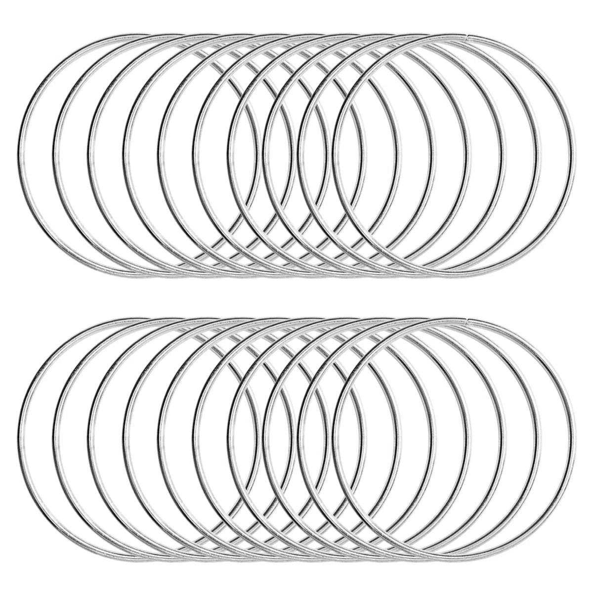 KALIONE Anelli in Metallo per Fai Da Te, 20 Pezzi, 8 cm, Argentato, Decorazione per Acchiappasogni, Macramè, Tecnica di Avvolgimento, Floristica, Ghirlanda Nuziale, Hoops