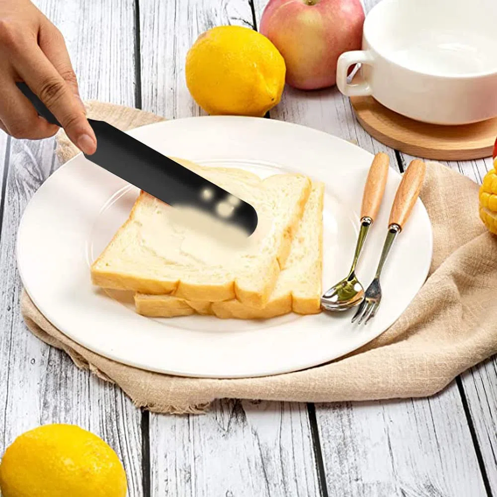 Set spatole in silicone - Spatola in gomma nera antiaderente 6 pezzi con anima in acciaio inossidabile - Set di utensili da cucina per spatole resistenti al calore per cottura