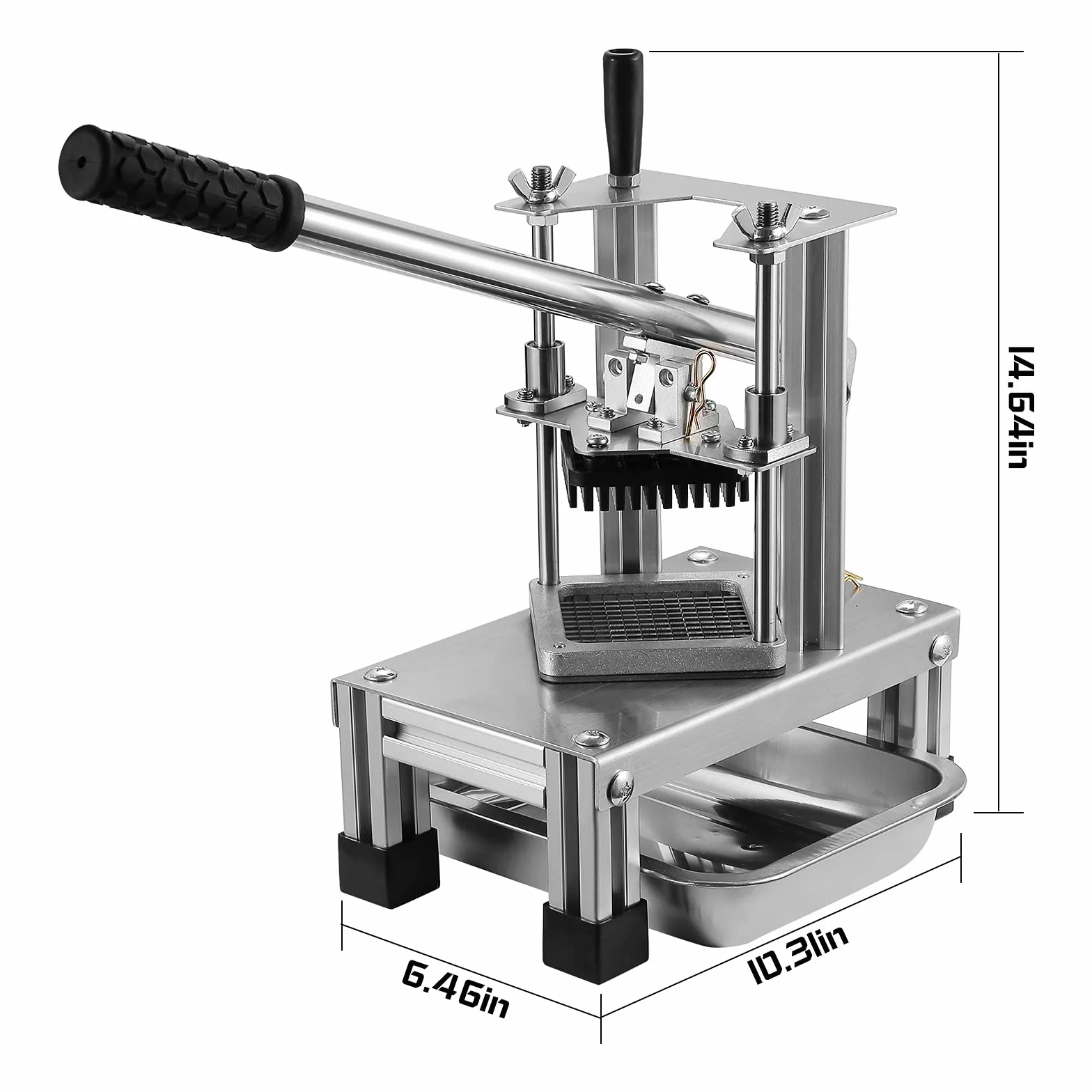 Commerciale French Fry Cutter con 3 lame di ricambio, 1/2",1/4" e 3/8" lama semplice tritatubi limone affettatrice patate patatine fritte con manico allungato