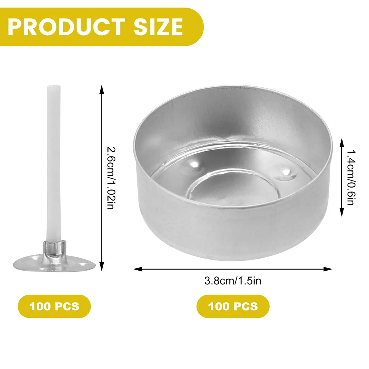 100 pezzi in alluminio - Bicchieri vuoti con 100 stoppini, portacandele standard per candele tealight fai-da-te, ideali per la produzione di candele