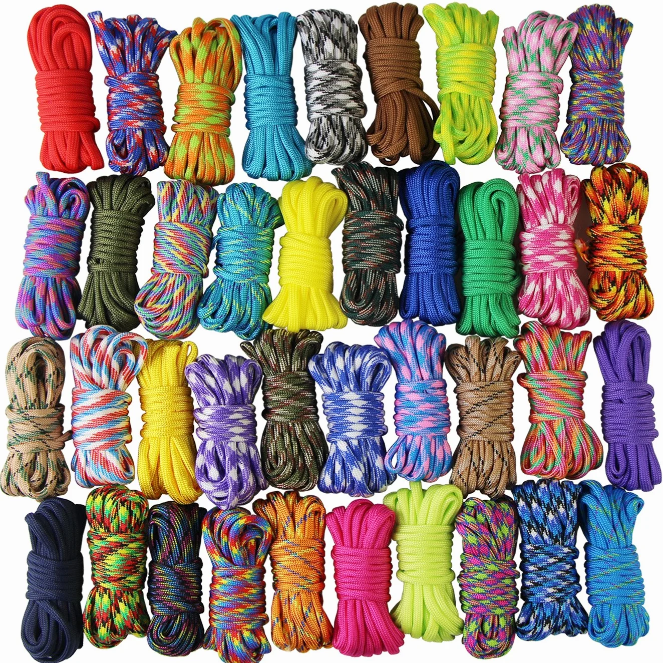 UOOOM 20 pezzi Kit per bracciali Paracord Corda da paracadute corda per sopravvivenza corda Set fai da te da intrecciare a mano (Colorful x 20 pcs)