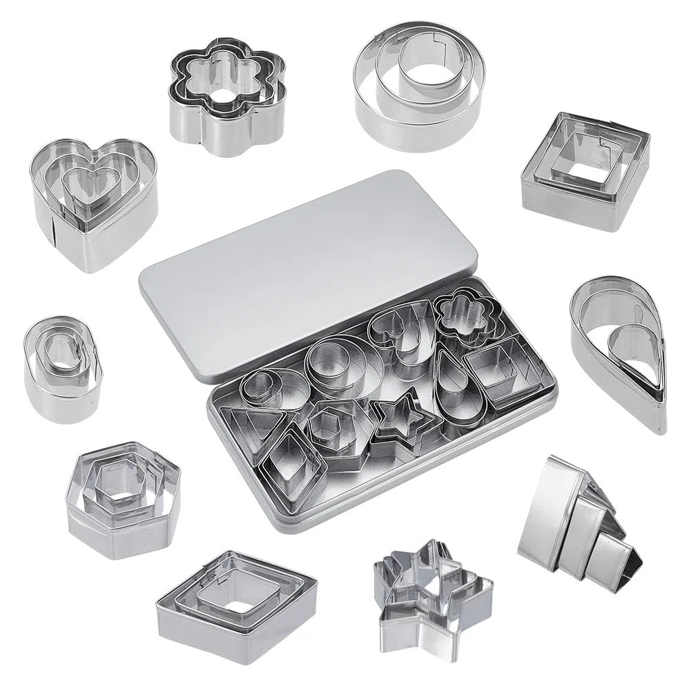 UNICRAFTALE Set di 30 fustelle per fori in pelle, 3 misure, a forma di cuore, a forma di stella, floreale, rotonde, in acciaio inox, per fai da te, artigianato in pelle