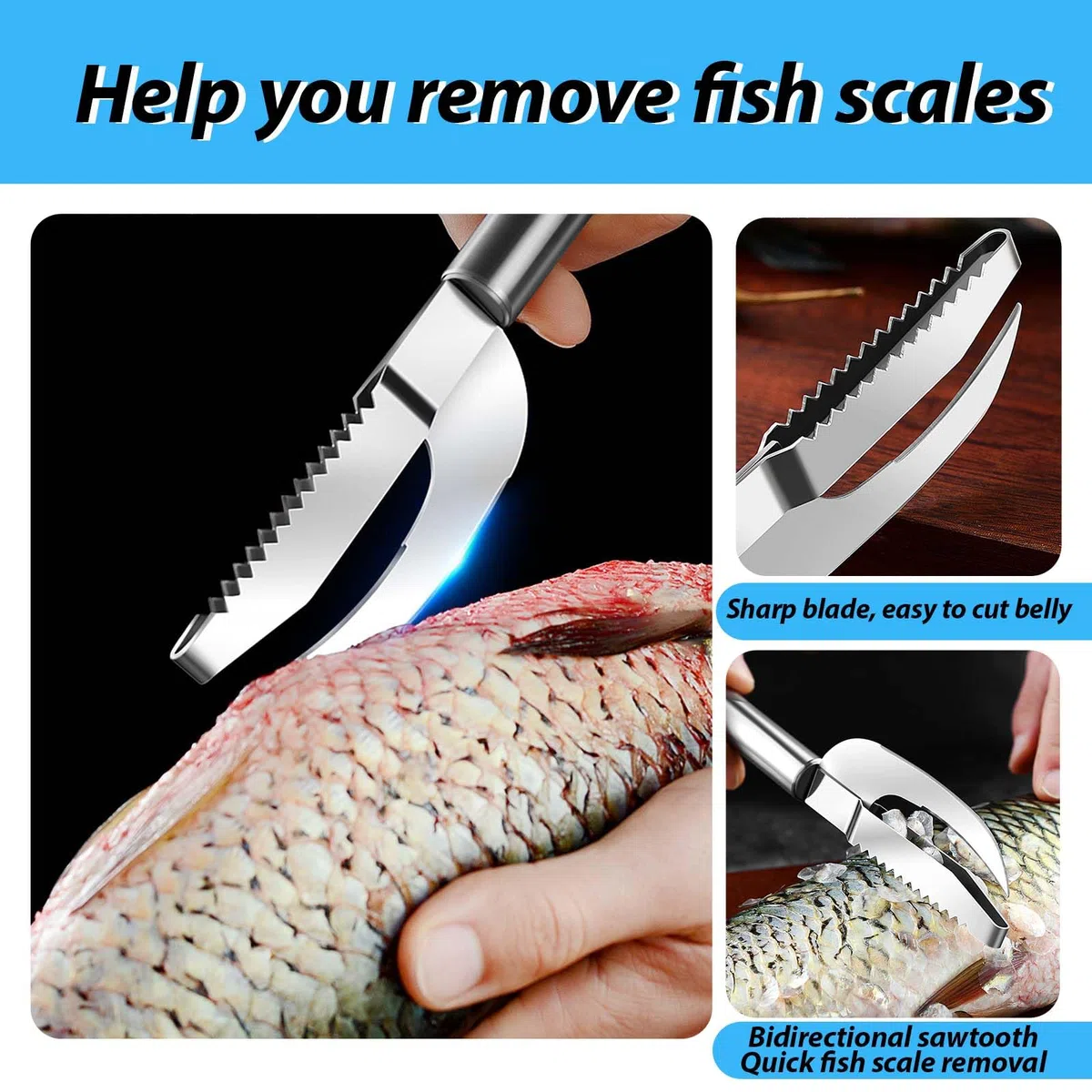 6PCS Squamatore Pesce, FORMVERSITY Sgusciatore di Gamberi, Pinzette per Lische di Pesce, Pinza per Chele Astice, Set 6 In 1 per Rimuovere Fili di Gamberetti, Squame di Pesce e Organi Interni