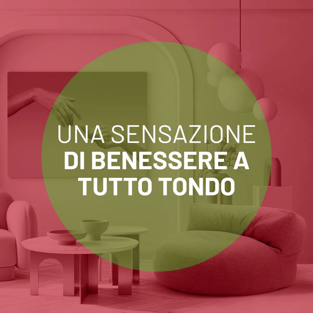 Lumaland Interior Line - Pouf, divano rotondo per interni, imbottitura da 320 l, 90 x 50 cm, effetto lino anche al tatto, colore: rosso