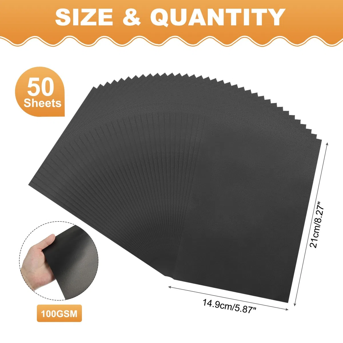 sourcing map 50 fogli di carta pergamena colorata, 15 x 21,1 cm, 100 g/m², traslucida, stampabile, per la stampa di inviti di nozze, stampante laser a getto d'inchiostro, nero