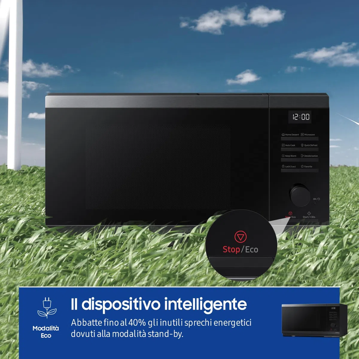 Samsung Forno a Microonde Cottura Essenziale MS23DG4504AGE1, Home Dessert, Quick Defrost, 23 L, LxAxP: 48,9 x 33,8 x 27,5