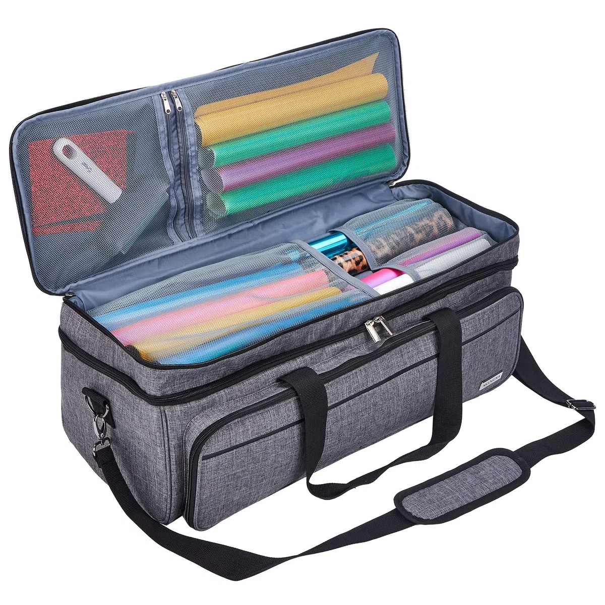 Custodia da trasporto a doppio strato con tasca per tappetino per Cricut Explore Air 2, Cricut Maker, Cricut Maker 3, Cricut Explore 3, multi grandi tasche frontali per attrezzi, accessori e